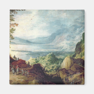 Aimant Paysage avec la mer et les montagnes (huile sur la
