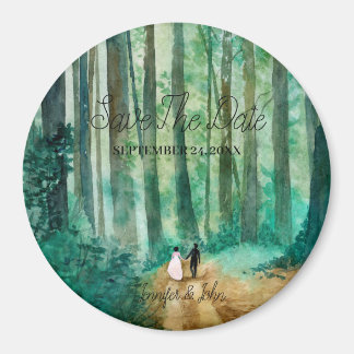 Aimant Paysage boisé mariage Aquarelle