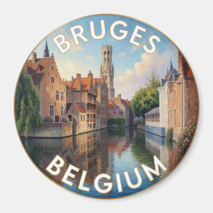 Aimant Paysage de canal médiéval de Bruges Belgique