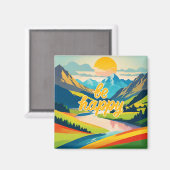 Aimant Paysage de la montagne Retro (Recto/Verso)