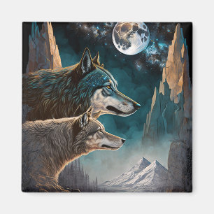 Aimant Paysage de l'Imaginaire de la Pleine lune des loup