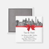 Aimant Paysage de Philadelphie Etch BW Rouge Save the Dat (Recto/Verso)