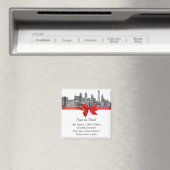 Aimant Paysage de Philadelphie Etch BW Rouge Save the Dat (In Situ (Lave-vaisselle))