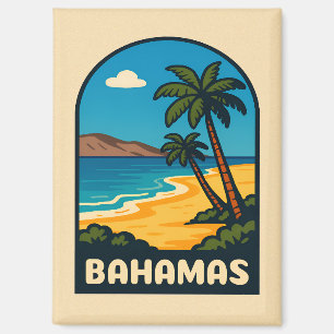 Aimant Paysage de plage de Bahamas Vintage voyage rétro