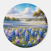 Aimant Paysage de prairie aux bleuets du Texas (Devant)