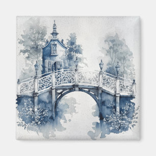 Aimant Paysage de style Delft bleu et blanc