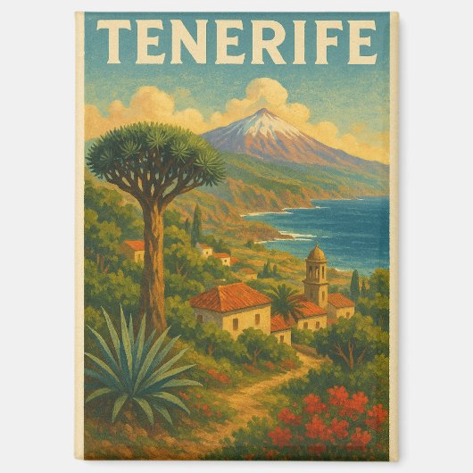 Aimant Paysage des îles Canaries de Tenerife vintage (Recto)