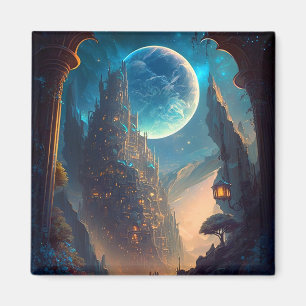 Aimant Paysage futuriste du château d'Imaginaire