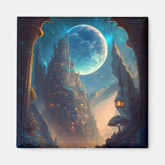 Aimant Paysage futuriste du château d'Imaginaire