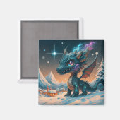 Aimant Paysage hivernal de Chibi Dragon mystique (Recto/Verso)