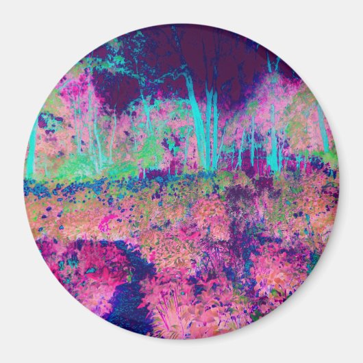 Aimant Paysage impressioniste violet et rose chaud (Devant)