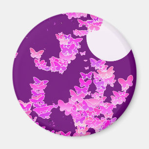 Aimant Paysage lunaire avec papillons - orchidée, améthys