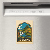 Aimant Paysage naturel rétro Vintage voyage Islande (In Situ (Lave-vaisselle))