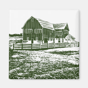 Aimant Paysage rural maison de ferme de style coupe
