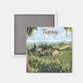Aimant Paysage toscan avec vignobles et un vélo (Recto/Verso)