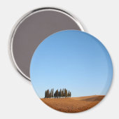 Aimant paysage toscan rond avec cyprès (Recto/Verso)