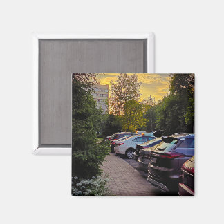 Aimant Paysage urbain de la ville à l'heure dorée – Perso