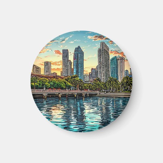 Aimant Paysage urbain moderne de Singapour (Devant)