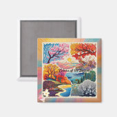 Aimant "Paysages saisonniers en vie" (Recto/Verso)