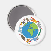 Aimant Peace And Love Cute Cartoon Animaux du monde (Recto/Verso)