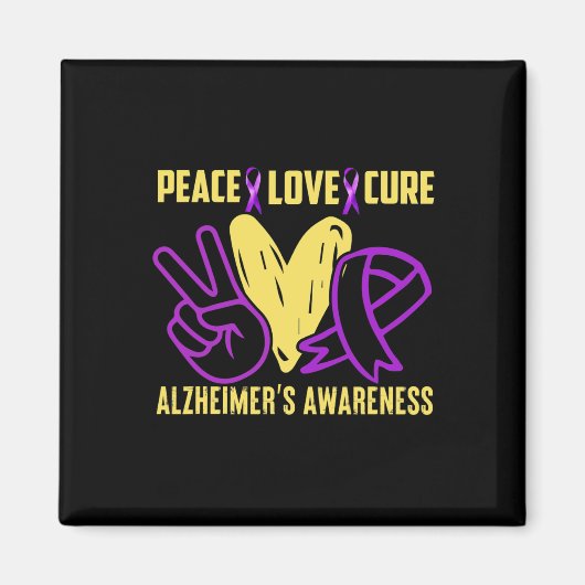 Aimant Peace Cure Love La sensibilisation à Alzheimer (Devant)