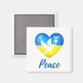 Aimant Peace Dove Ukraine - Coeur du drapeau (Recto/Verso)