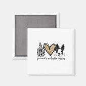 Aimant Peace Lov Boston Terrier Funny Boston Terrier Lov (Recto/Verso)