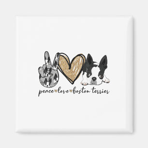 Aimant Peace Lov Boston Terrier Funny Boston Terrier Lov