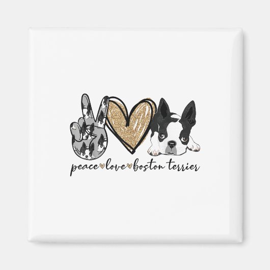 Aimant Peace Lov Boston Terrier Funny Boston Terrier Lov (Devant)