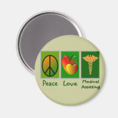 Aimant Peace Love Assistance Médicale (Recto/Verso)
