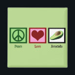 Aimant Peace Love Avocados<br><div class="desc">Un signe de paix,  un coeur et un avocat vert. J'aime la cuisine délicieuse,  y compris la guacamole.</div>