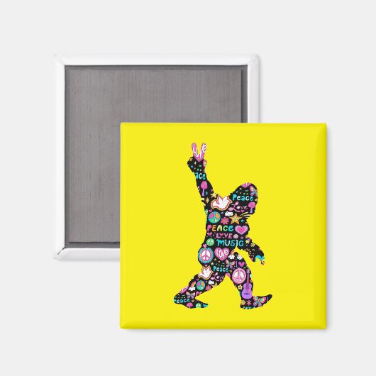 Aimant Peace Love Bigfoot Hippie Funny Bigfoot Lover (Recto/Verso)