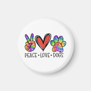 Aimant Peace Love Chiens Paws Tie Dye Rainbow Animal Resc