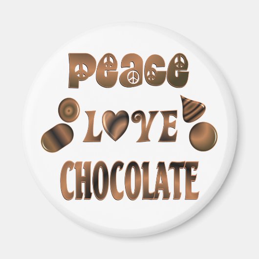 Aimant Peace Love Chocolate (Devant)