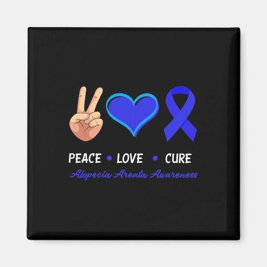 Aimant Peace Love Cure Alopecia Areata Sensibilisation (Devant)