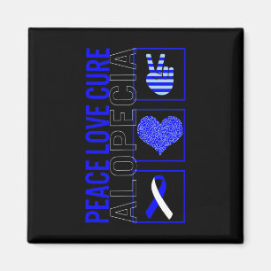 Aimant Peace Love Cure Alopecia Awareness Ribbon Warrior