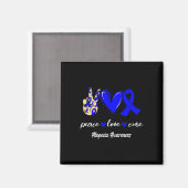 Aimant Peace Love Cure Alopecia Blue Ribbon Sensibilisati (Recto/Verso)