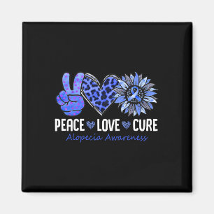 Aimant Peace Love Cure Alopecia Sensibilisation Bleu Tour