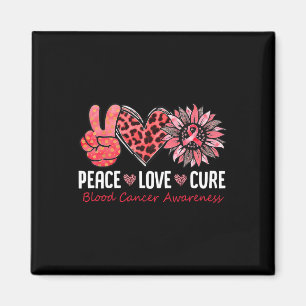 Aimant Peace Love Cure Blood Cancer Awareness Red Sunflow