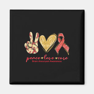 Aimant Peace Love Cure Burgundy Ribbon Cerveau Aneurysm A