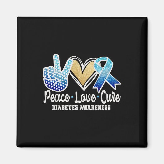 Aimant Peace Love Cure Diabète Sensibilisation (Devant)