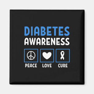 Aimant Peace Love Cure Diabetes Sensibilisation 3