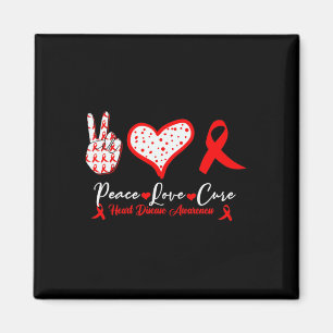 Aimant Peace Love Cure Heart Disease Awareness Red Heart