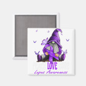 Aimant Peace Love Cure Lupus Sensibilisation Ribbon viole (Recto/Verso)