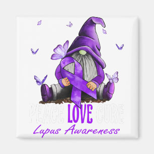 Aimant Peace Love Cure Lupus Sensibilisation Ribbon viole