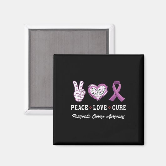 Aimant Peace Love cure Pancreatic cancer aware (Recto/Verso)