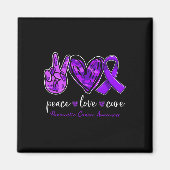 Aimant Peace love cure Pancreatic Cancer Awareness mois (Devant)