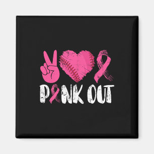 Aimant Peace Love Cure Pink Out Cancer du sein Bysebyll P