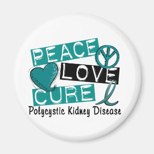 Aimant Peace Love Cure PKD Maladie du rein polykystique