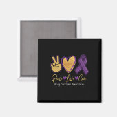 Aimant Peace Love Cure Purple Toxicomanie Sensibilisation (Recto/Verso)